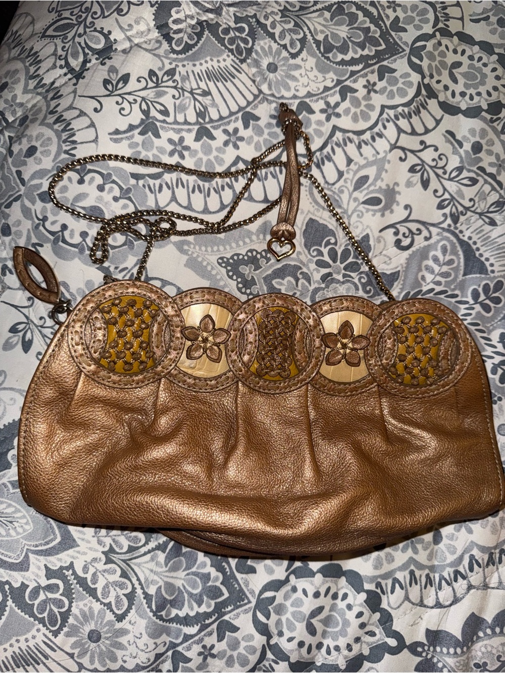 Brighton Leather Embellished Brown Women's Shoulder Bag